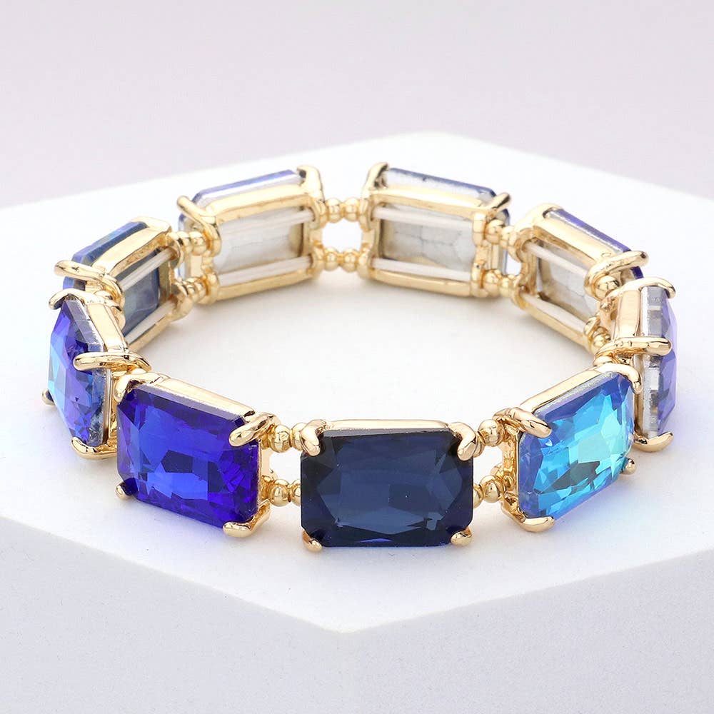 Emerald Cut Stone Stretch Evening Bracelet