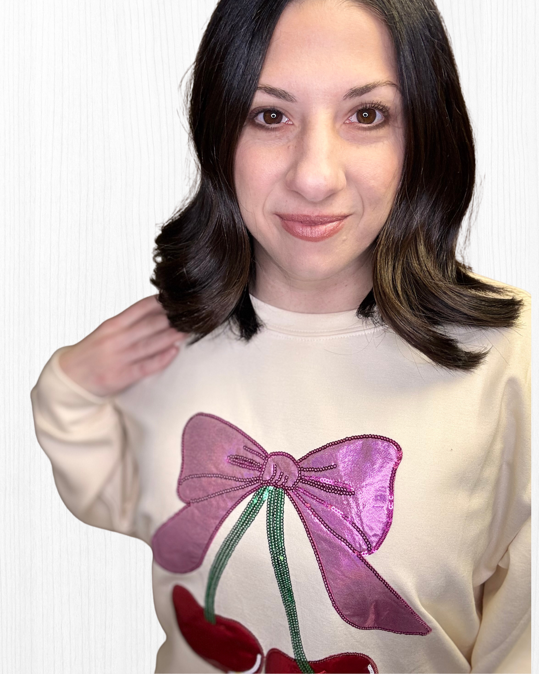 Cherry Bow Luxe Pullover