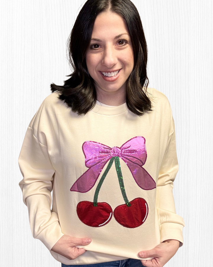 Cherry Bow Luxe Pullover