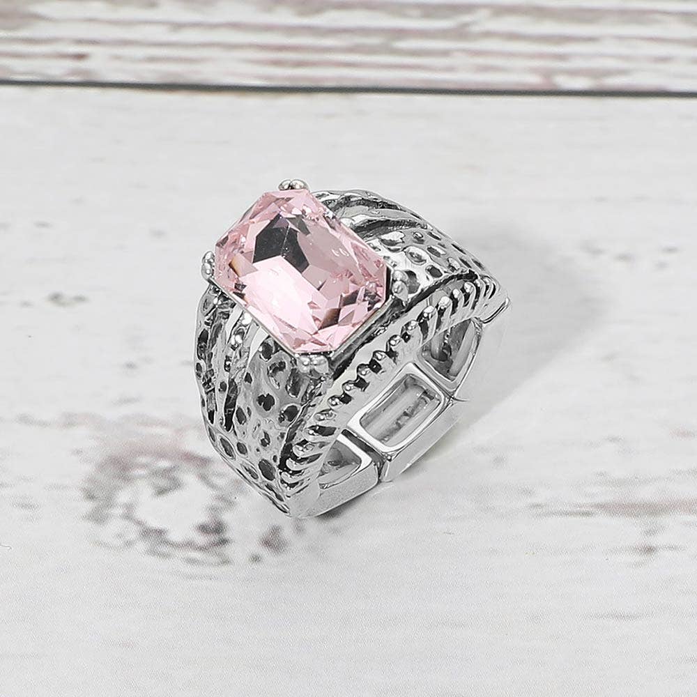 Bold Geometric Stone Accent Stretch Ring