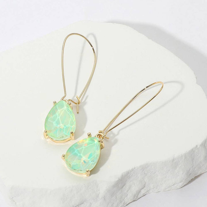 Teardrop Stone Dangle Evening Earrings