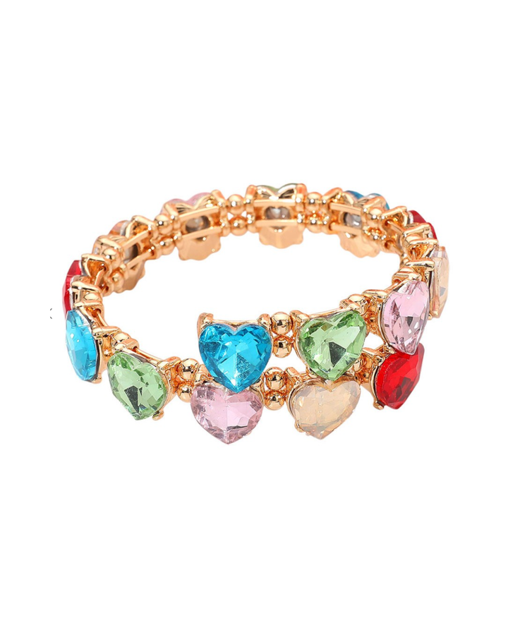 Heart Stone Cluster Adjustable Evening Bracelet