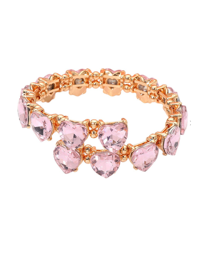 Heart Stone Cluster Adjustable Evening Bracelet