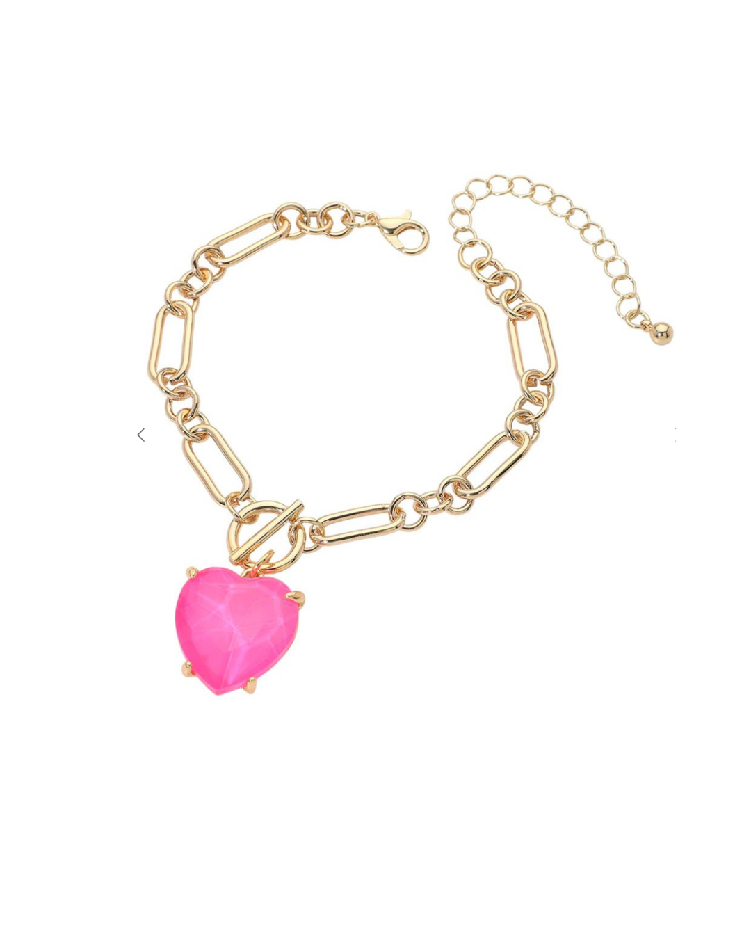 Chunky Heart Stone Cluster Toggle Charm Bracelet