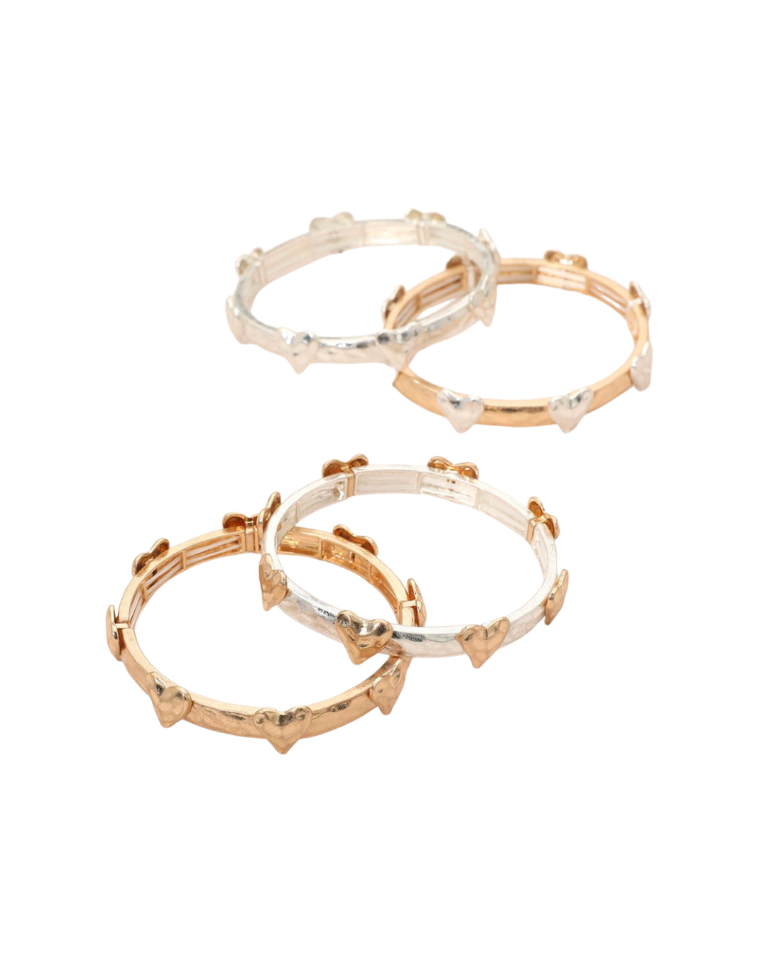 Hammered Brushed Metal Heart Stretch Bracelet