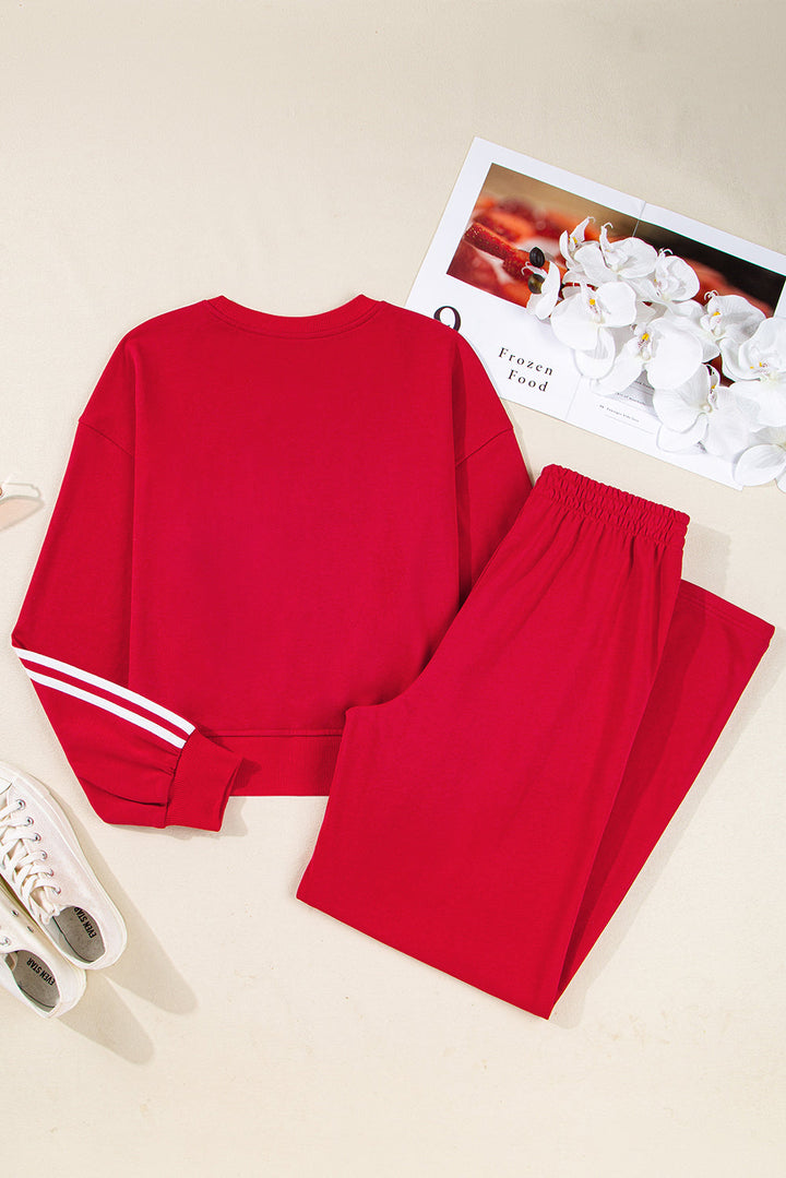 Varsity Stripe Crewneck Pullover & Sweatpants Set