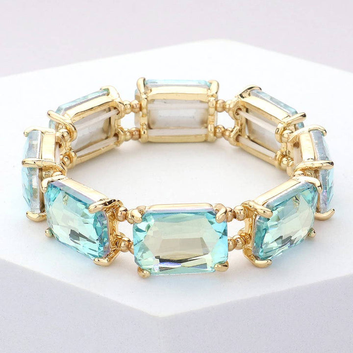 Emerald Cut Stone Stretch Evening Bracelet
