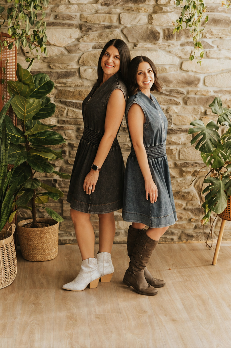 Harper Refined Denim Zipper Dress (2 colors)