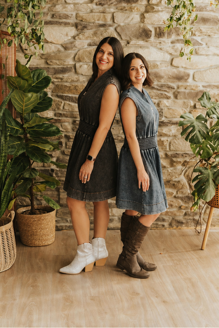 Harper Refined Denim Zipper Dress (2 colors)