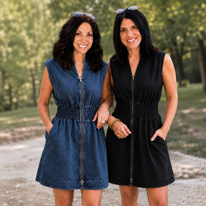 Harper Refined Denim Zipper Dress (2 colors)