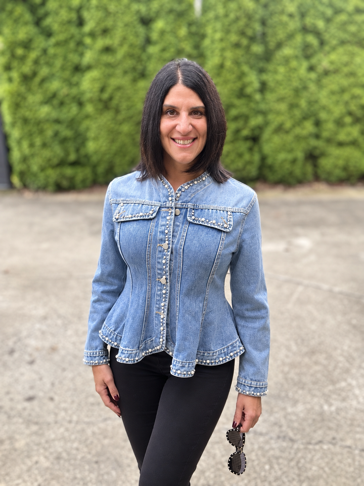 Peplum Bling Denim Jacket