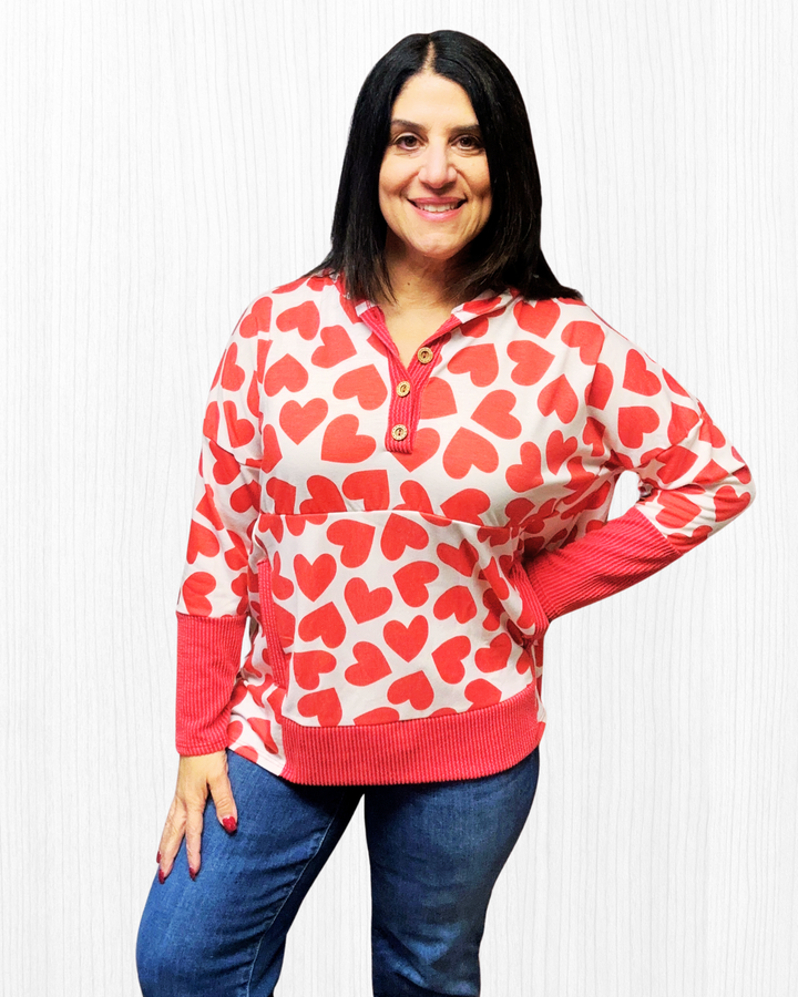 Valentine's Day Long Sleeve Hoodie Top