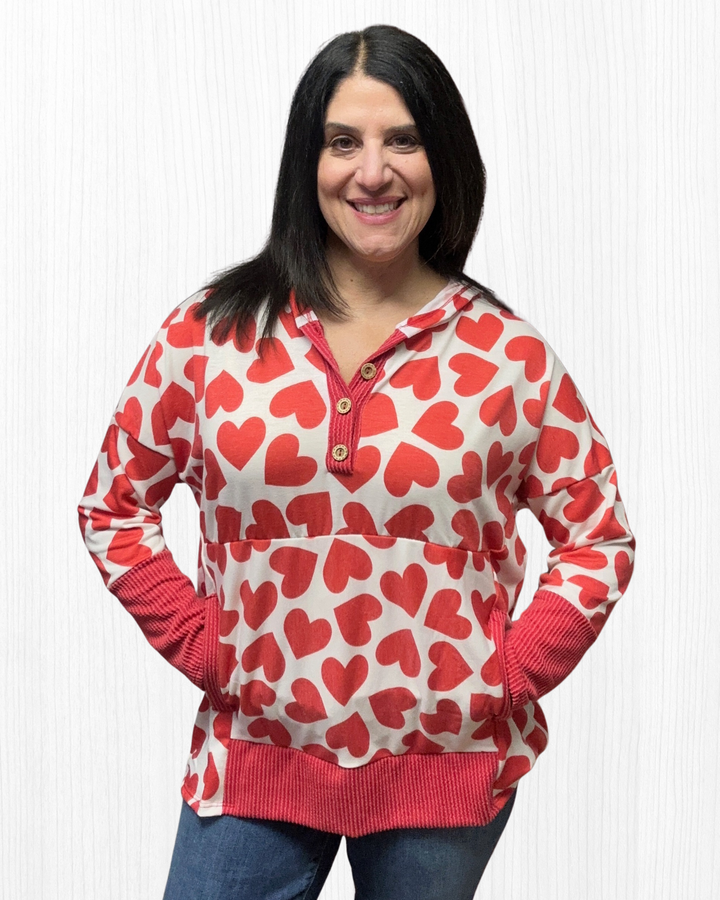 Valentine's Day Long Sleeve Hoodie Top