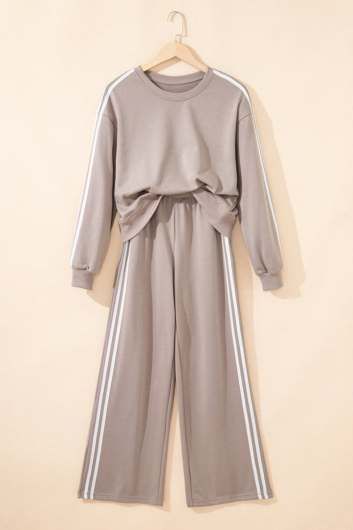 Varsity Stripe Crewneck Pullover & Sweatpants Set