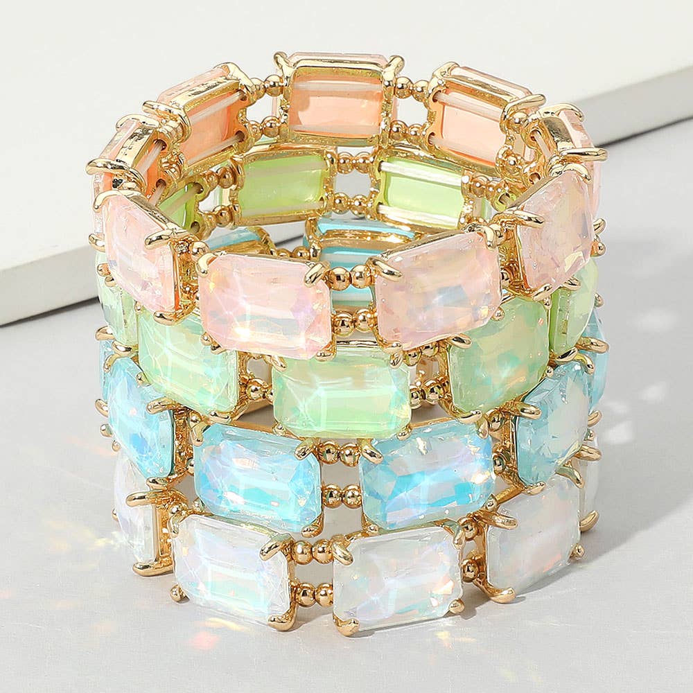 Emerald Cut Stone Stretch Evening Bracelet