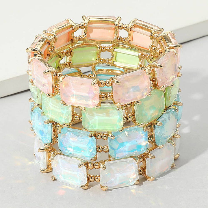 Emerald Cut Stone Stretch Evening Bracelet