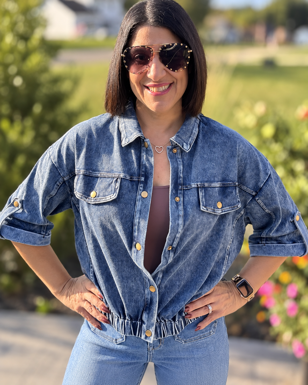 PREORDER Refined Denim Bomber Jacket- Light Wash