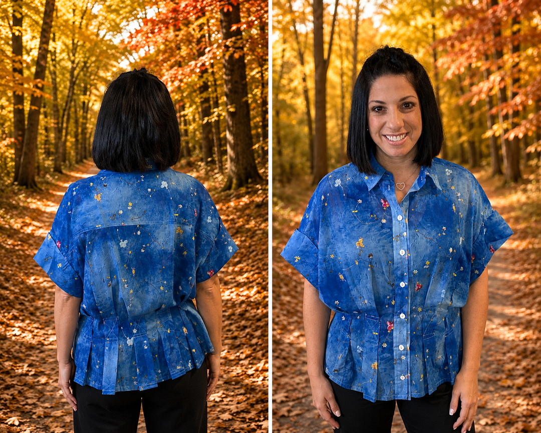 Printed Chiffon Button-Front Blouse 2609N