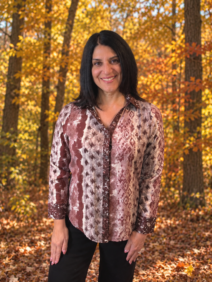 Rustic Print Button-Up Shirt-25R098