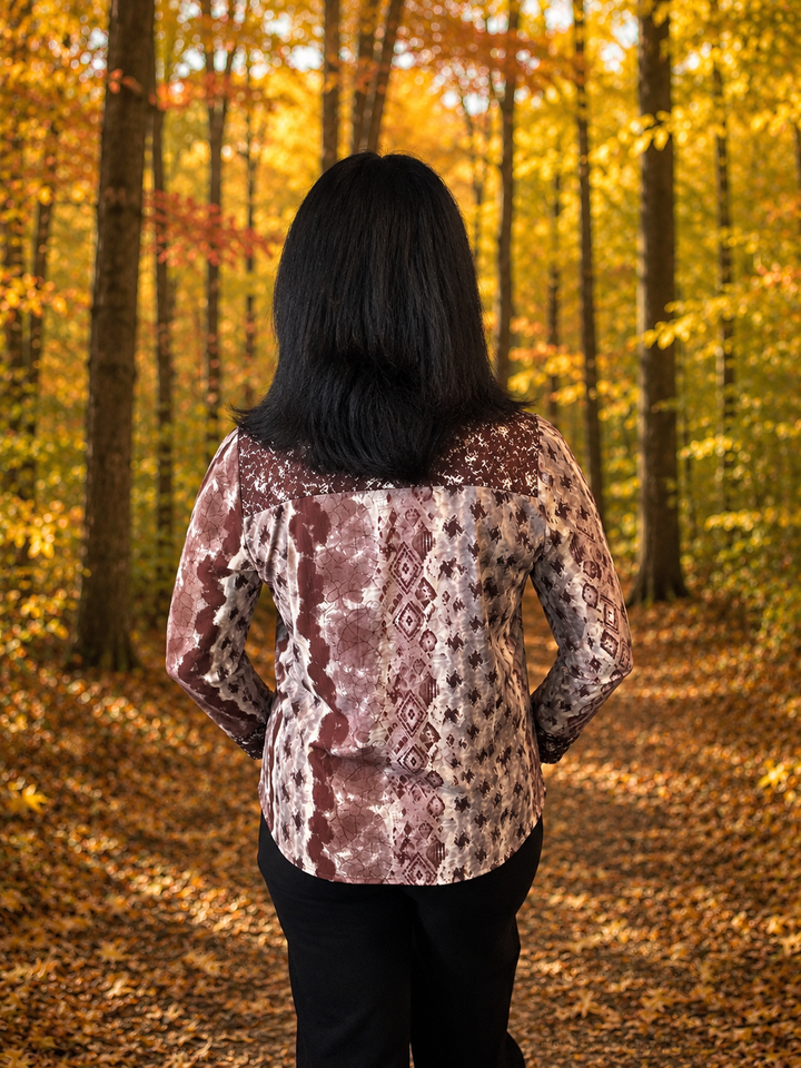 Rustic Print Button-Up Shirt-25R098