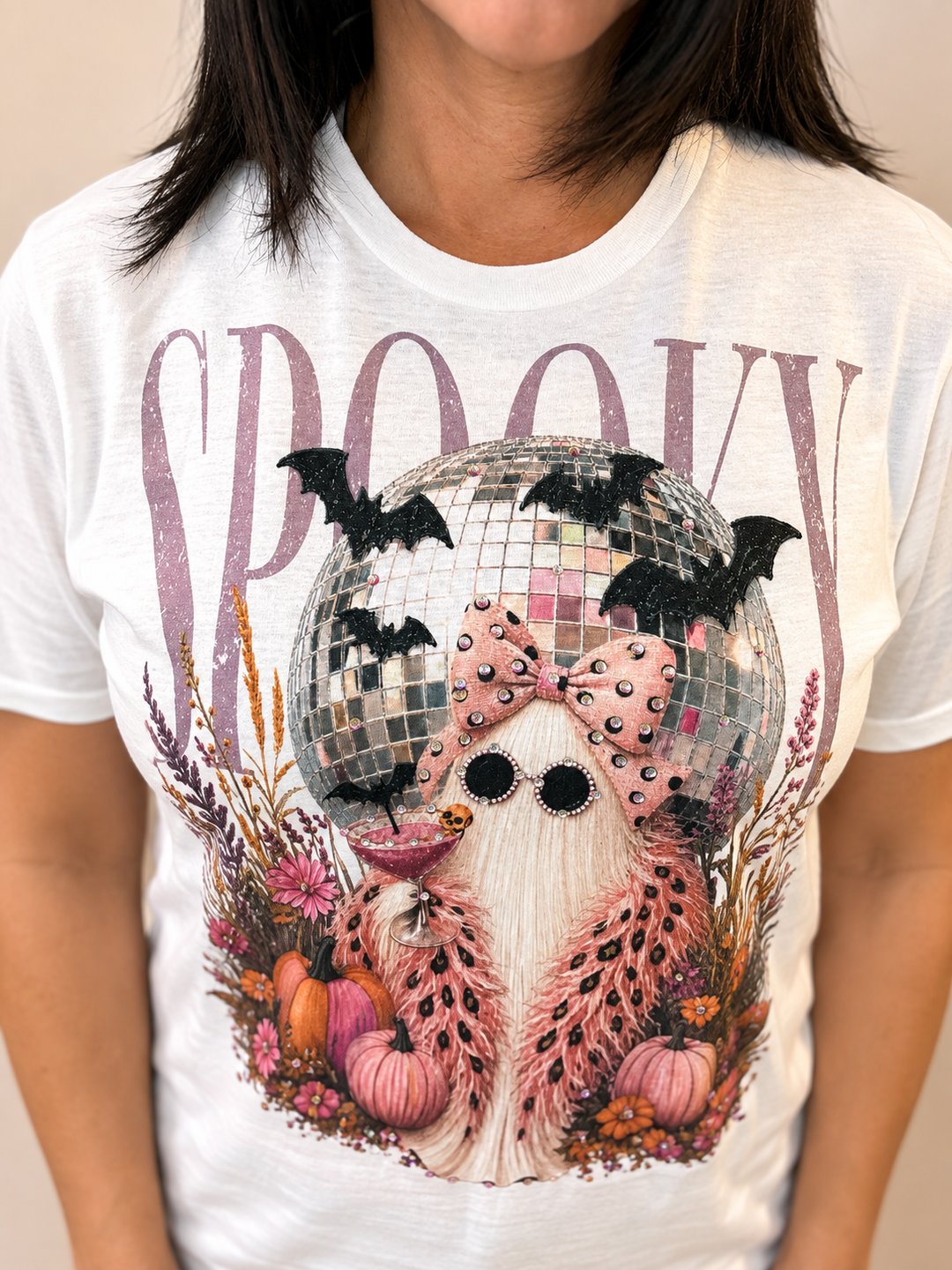 Spooky Ghost Purse Pink Boa Bling T (Plus too)