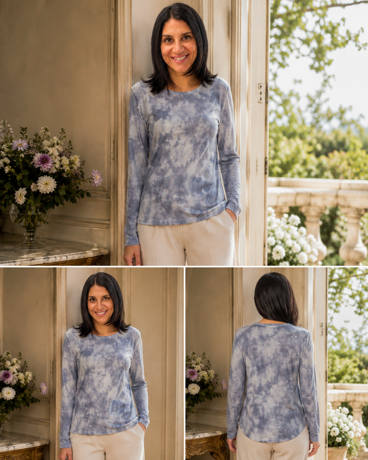 Cloud Wash Long Sleeve Mesh Top 90452-A1