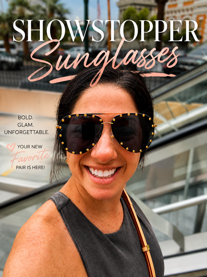 Showstopper Studded Aviator Sunglasses