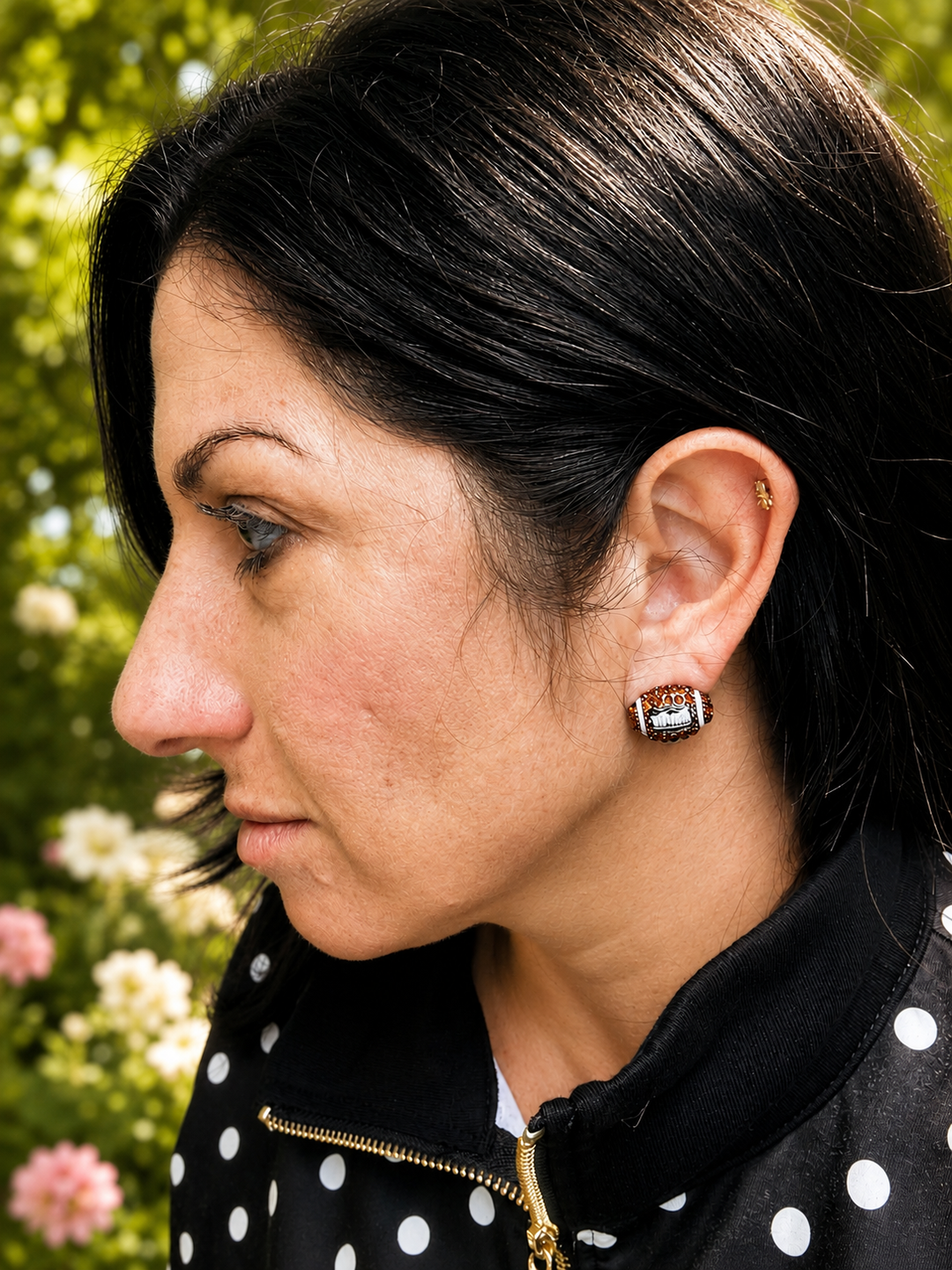 Rhinestone Embellished Football Stud Earrings