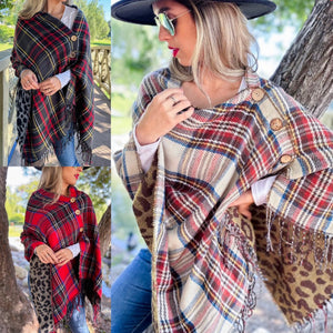 Pretty in Plaid/ Leopard Poncho (Arriving 11/27)
