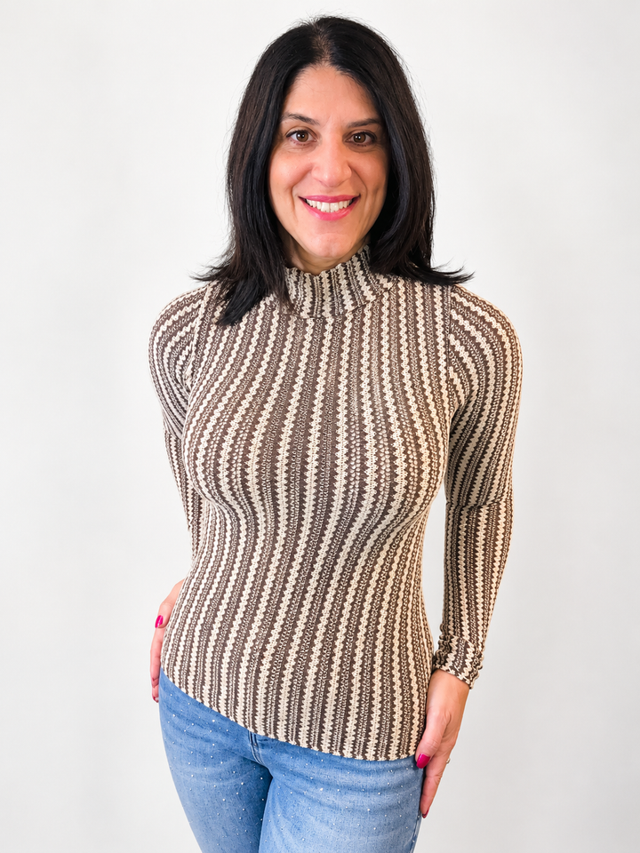 NikiBiki Modal Pointelle Mock Neck Top
