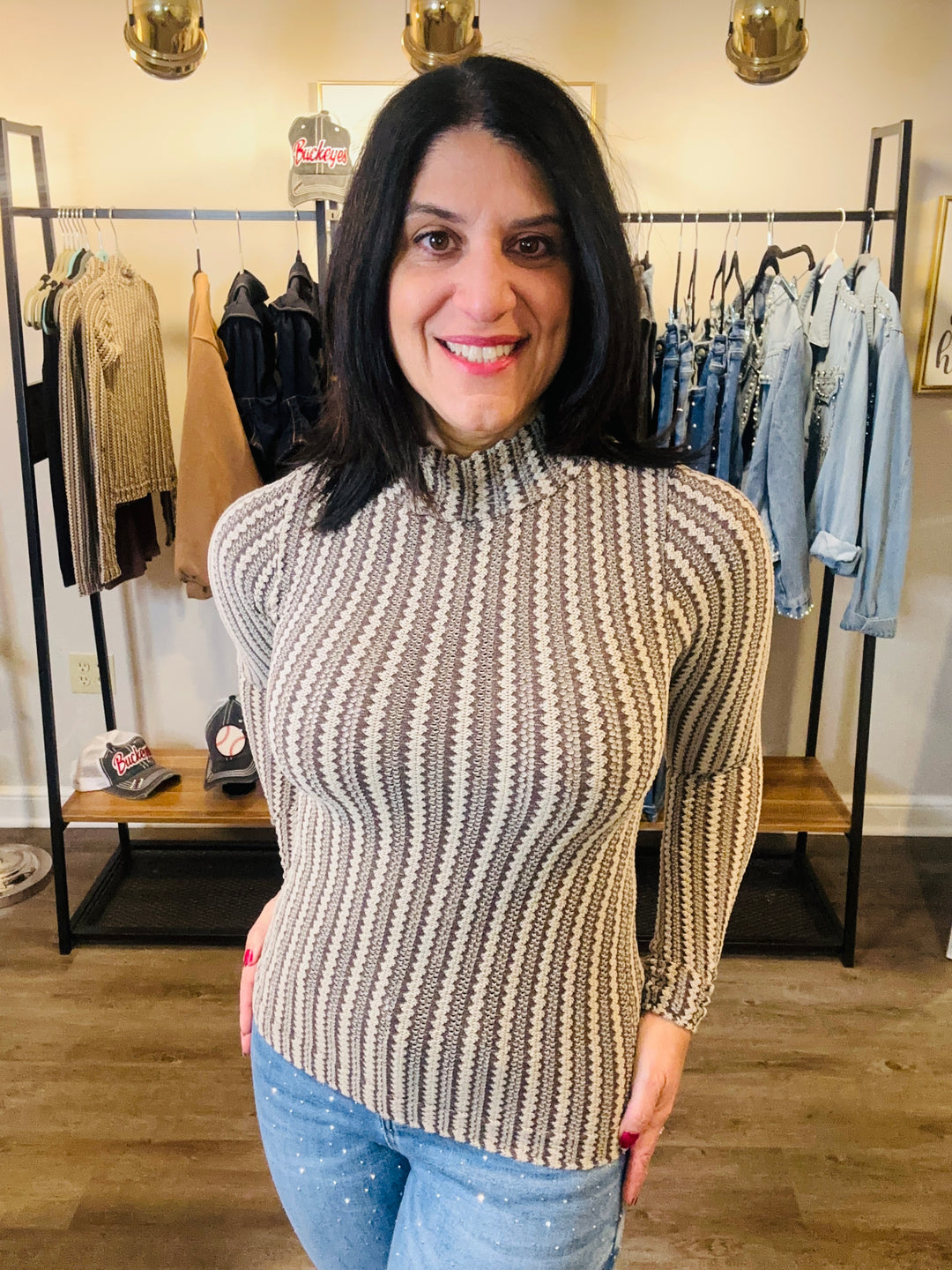 NikiBiki Modal Pointelle Mock Neck Top