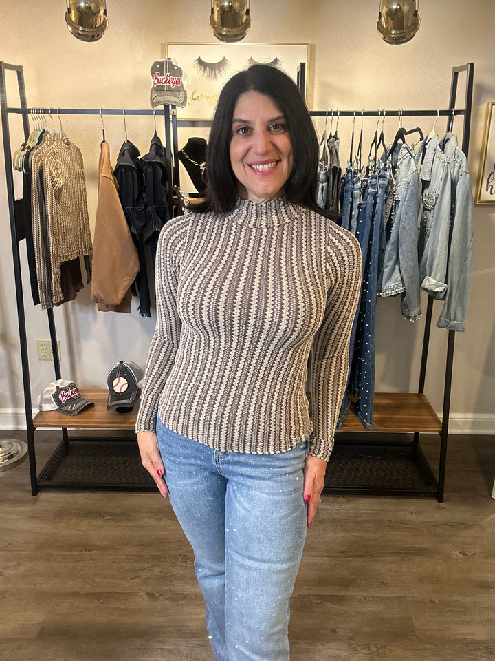 NikiBiki Modal Pointelle Mock Neck Top