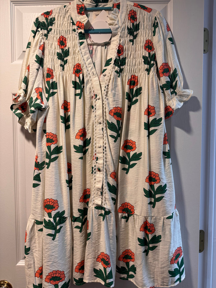 Umgee Floral Print Babydoll Dress