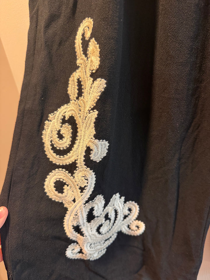 Umgee Linen Embroidered Wide-Leg Boho Pants