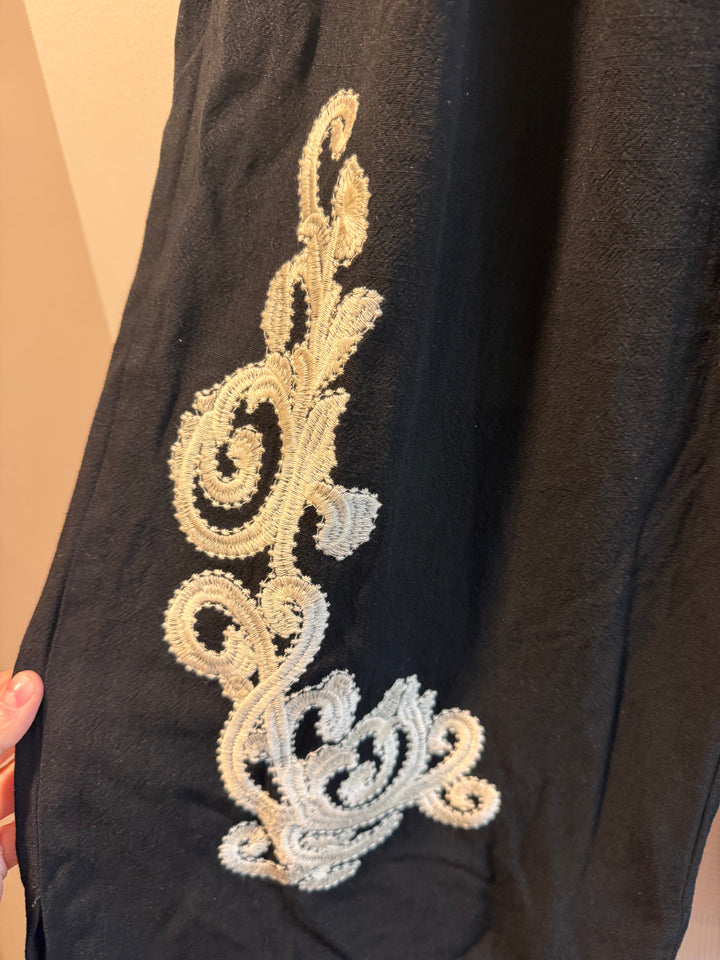 Umgee Linen Embroidered Wide-Leg Boho Pants