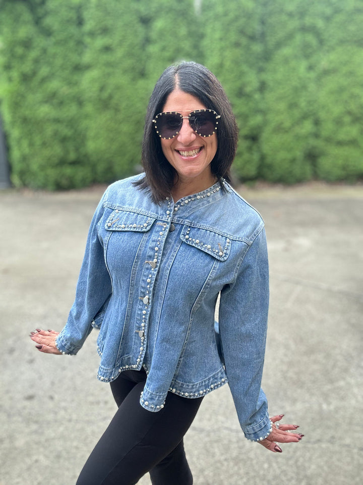 Peplum Bling Denim Jacket