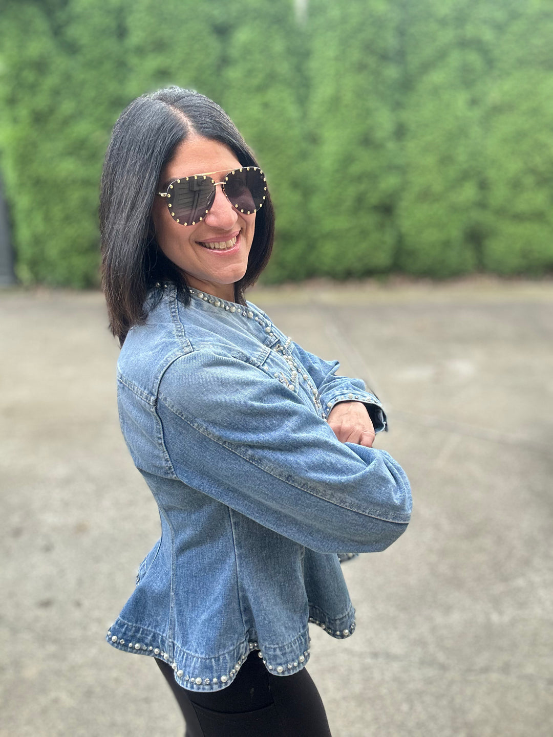 Peplum Bling Denim Jacket