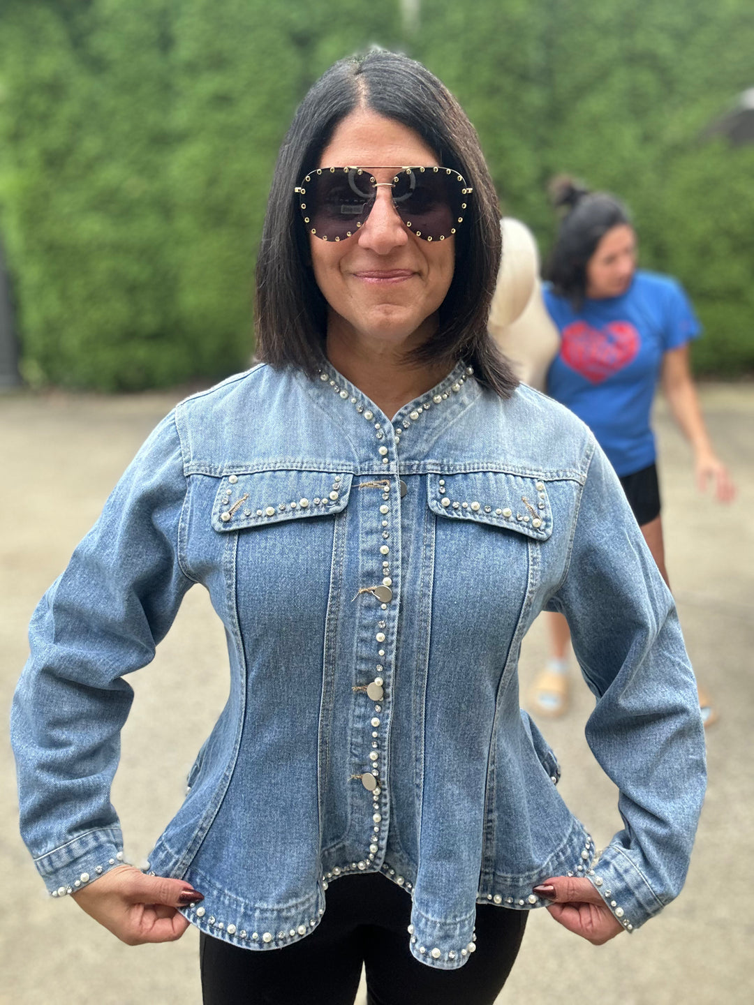 Peplum Bling Denim Jacket