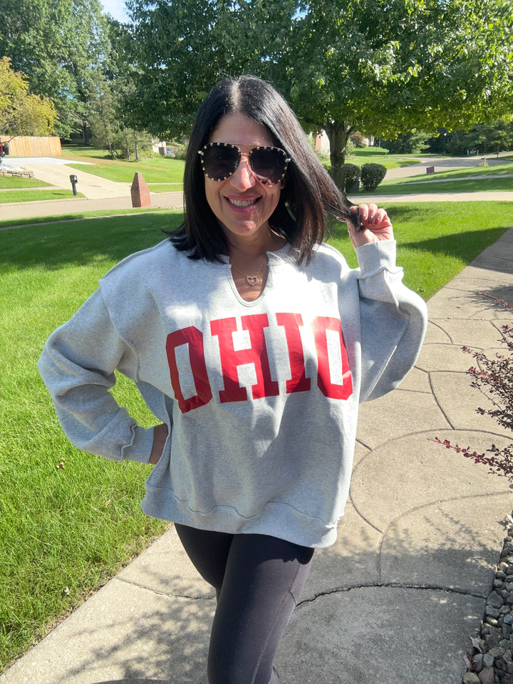 OH-IO Reversible Split Neck Sweatshirt