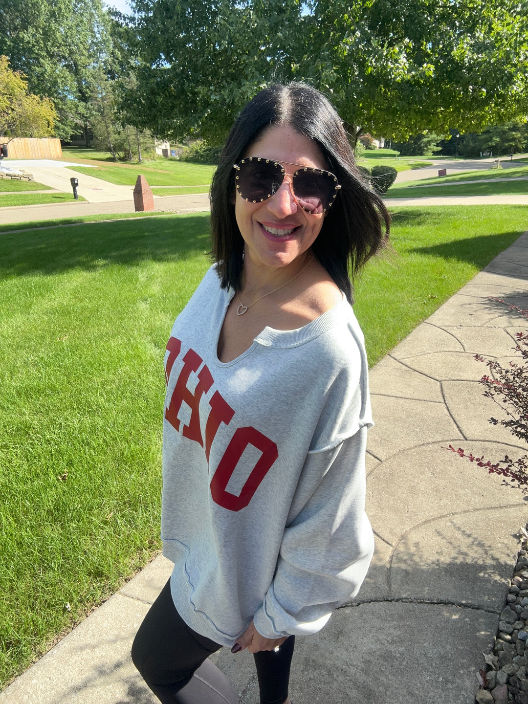 OH-IO Reversible Split Neck Sweatshirt