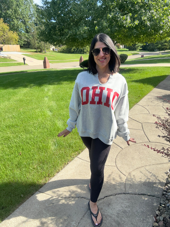 OH-IO Reversible Split Neck Sweatshirt