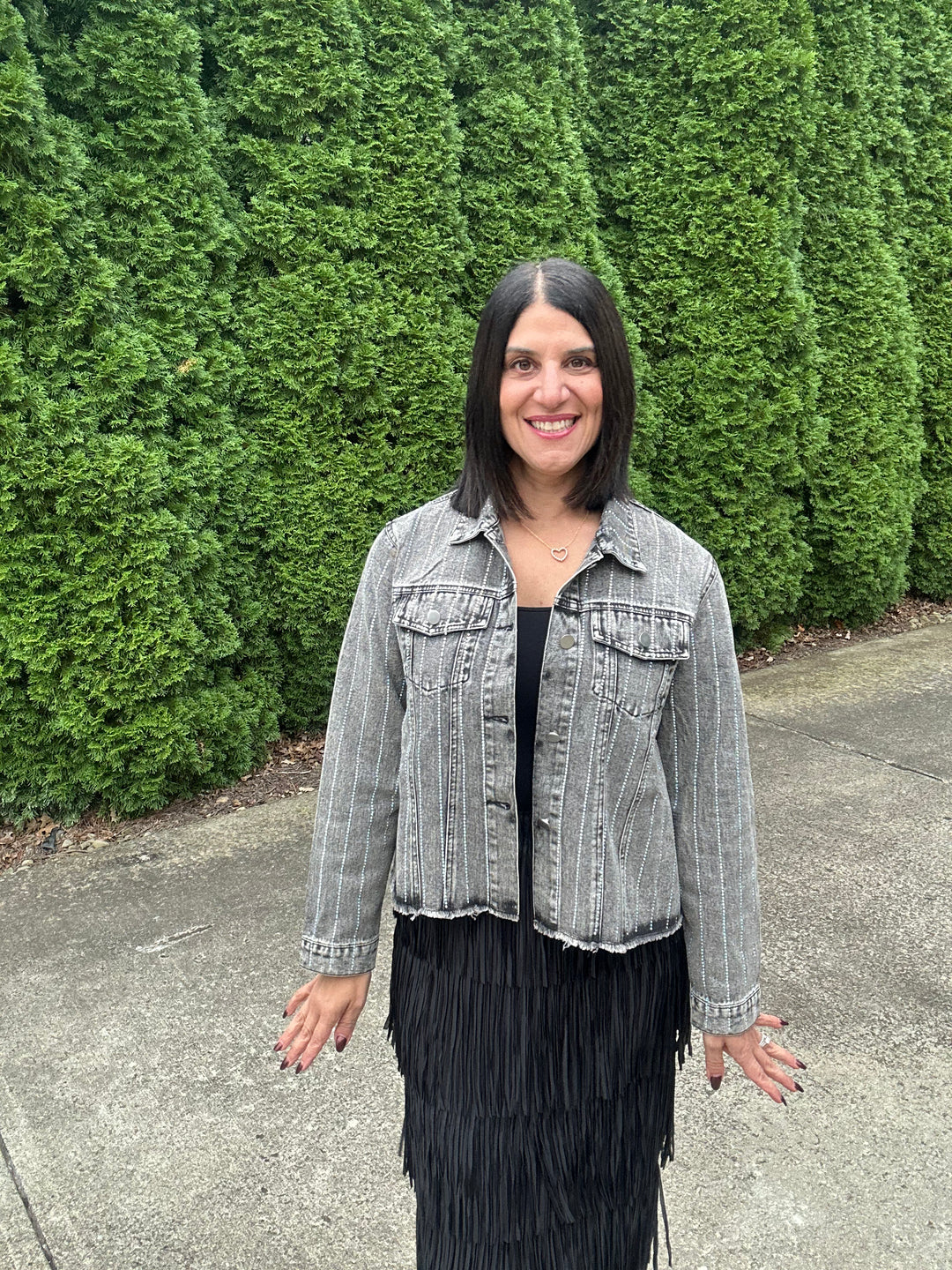 Stunning Denim Jacket with Stripe Sparkle Designs-Plus too &amp; many colors!