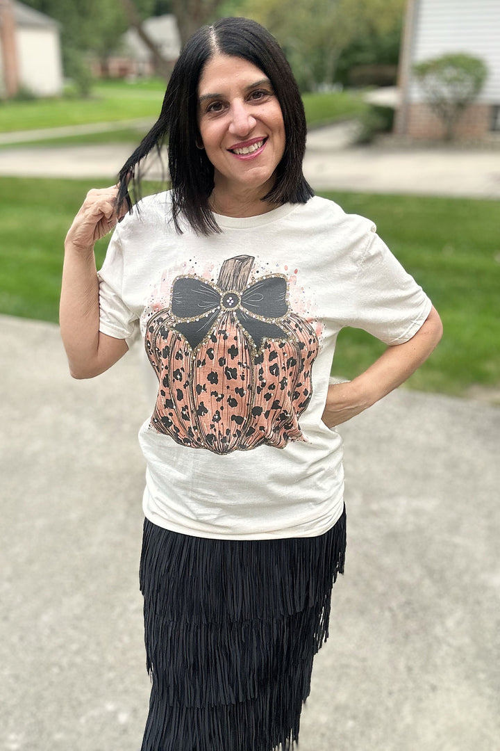 Leopard Bow Pumpkin Tee
