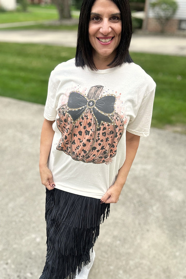 Leopard Bow Pumpkin Tee