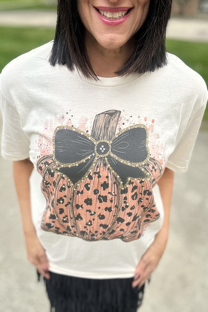 Leopard Bow Pumpkin Tee