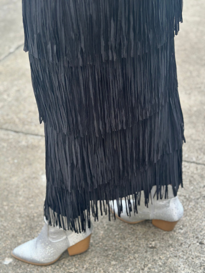 Layered Fringe Tiered Maxi Skirt-comes in many colors too!