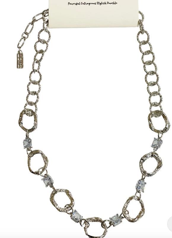 Elemental Chunky Chain Necklace with Rhinestone Accents (Silver and Gold)