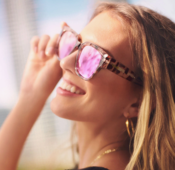 Brea Tortoise Pink Mirror Sunglasses