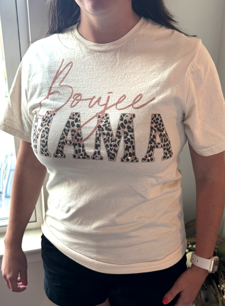 Boujee Mama Cheetah Bling Tee
