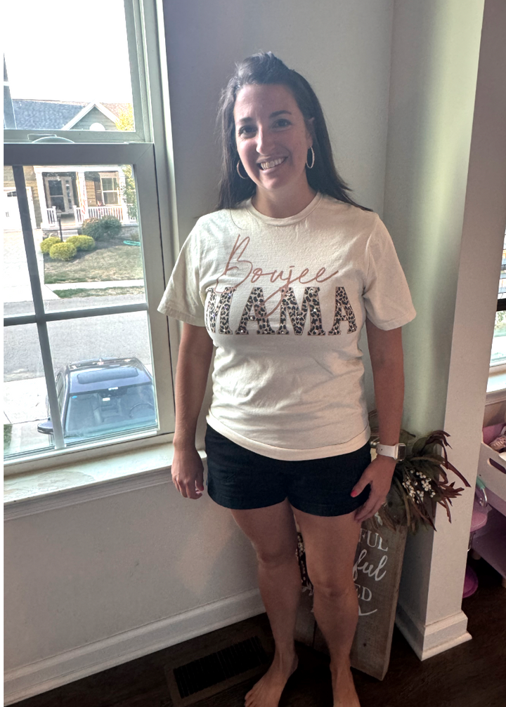 Boujee Mama Cheetah Bling Tee